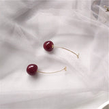 Cherry Long Drop Earrings Women Wedding Jewelry