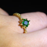 Classic Emerald Green Gemstone Ring Women Wedding Anniversary Jewelry