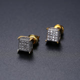 Unique Punk Iced Zircon Stud Earrings for Women Gold Wedding Jewelry