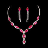 Luxury Pink Zircon Wedding Jewelry Sets for Women Bridal Jewelry