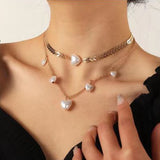 Big White Pearls Necklace For Women Gold Wedding Jewelry Gifts