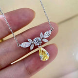 Yellow Zircon Water Drop Necklace Wedding Women Jewelry