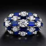  Blue/White Sapphire Women Ring Full Bling Wedding for Party Jewelry