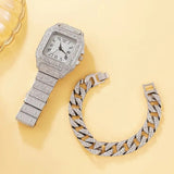 2Pcs Set Diamond Gold Watch Women Wrist Watches Jewelry