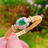 Luxury Emerald Bracelet Gemestone Bangle for Women Jewelry