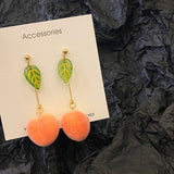 Cherry Long Drop Earrings Women Wedding Jewelry