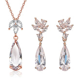 Luxury Water Drop Jewelry Sets Necklace Earrings Romantic Women Wedding