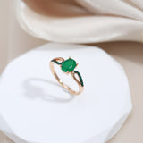 Green Natural Emerald Ring For Women 585 Rose Gold Wedding Jewelry