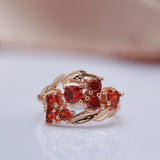 Natural Red Ruby Gemstone Ring Women Rose Gold Wedding Jewelry