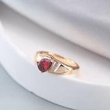 Red Natural Zircon Ring 585 Rose Gold for Women Wedding Fine Jewelry