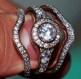 Vintage Bridal 3pcs Ring Set White Diamond Women Jewelry