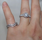 Vintage Bridal 3pcs Ring Set White Diamond Women Jewelry