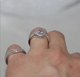 Vintage Bridal 3pcs Ring Set White Diamond Women Jewelry