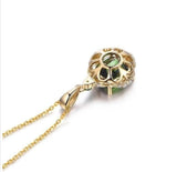 Vintage Bohemian Green Pendant Necklace Rhinestone Inlaid Jewelry