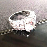 WHITE SAPPHIRE GEMSTONE RING 925 STERLING SILVER WOMEN'S WEDDING JEWELRY