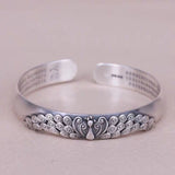 Lotus Flower Cuff Bracelet Vintage Silver For Women Jewelry