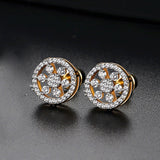 Vintage Gold Punk Iced Zircon Stud Earrings for Women Wedding  Jewelry