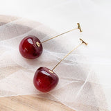 Cherry Long Drop Earrings Women Wedding Jewelry