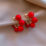 Vintage Red Angel Pearl Earrings For Women Wedding Party Jewelry