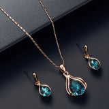 Waterdrop Rhinestone Pendant Jewelry Set Women Wedding Jewelry