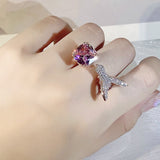 Happy Bird Zircon Ring Wedding Engagement Party Jewelry