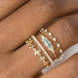 3 Pcs White Zircon Ring Set Gold Wedding for Women Jewelry