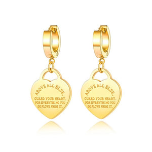 Big Heart Wedding Earrings 18K Gold For Women Jewelry