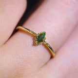 Classic Emerald Green Gemstone Ring Women Wedding Anniversary Jewelry