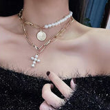 Big White Pearls Necklace For Women Gold Wedding Jewelry Gifts