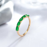 Natural Vintage Green Emerald Ring  Women 585 Rose Gold Wedding Jewelry