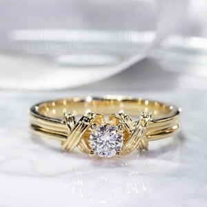 Classic Round Sapphire Ring Gold for Women Wedding Jewelry