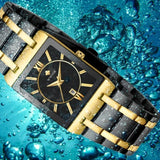 Luxury Black Gold Watch Quartz Watche Square Women Wristwatch