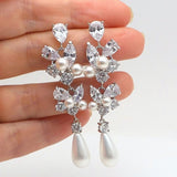 Luxury Bridal Pearl Dangle Earrings Engagement for Women Jewelry