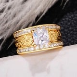 Princess Square Sapphire Ring Women Wedding Jewelry