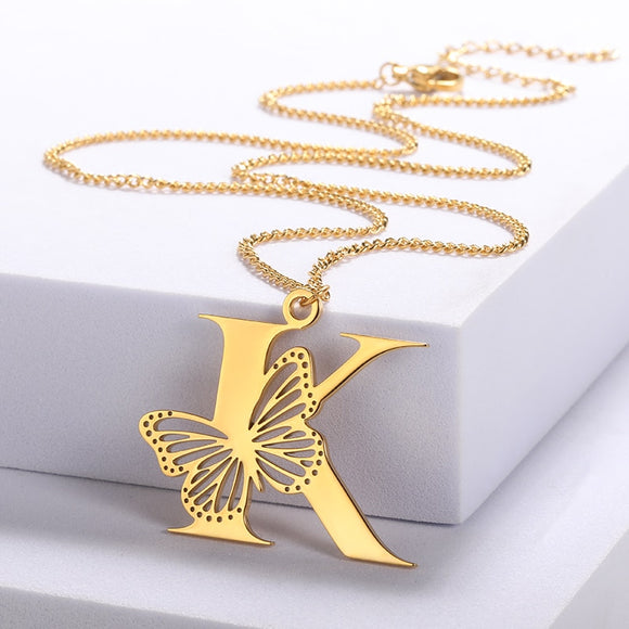 Big Butterfly Letters Pendant Necklaces For Women Jewelry