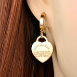 Big Heart Wedding Earrings 18K Gold For Women Jewelry