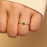 Classic Emerald Green Gemstone Ring Women Wedding Anniversary Jewelry