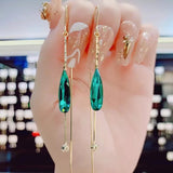 Green Tassel Earrings Drop Water Women Weddig Jewelry