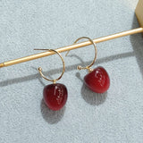 Cherry Long Drop Earrings Women Wedding Jewelry