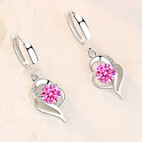 Purple Zircon Earrings 925 Silver Women  Wedding Jewelry