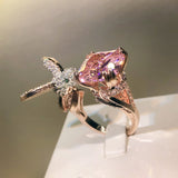 Happy Bird Zircon Ring Wedding Engagement Party Jewelry