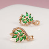 Full Inlaid Natural Zircon Drop Earrings Green For Women 585 Rose Gold Jewelry