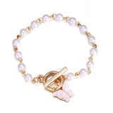 Vintage Butterfly Pearl Pendant Bracelet Birthday Gift Jewelry