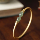 Genuine Hetian Jade Bracelet S925 for Women Retro Gold Jewelry