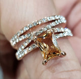 Shiny Morganite Gemstone Ring 14K Rose Gold Women Engagement Jewelry