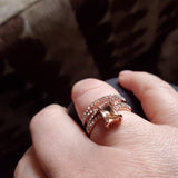Shiny Morganite Gemstone Ring 14K Rose Gold Women Engagement Jewelry