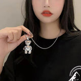 Cute Teddy Bear Necklace Women Chain Anniverssary Jewelry