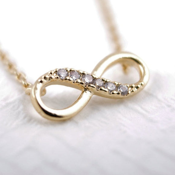 Shiny Infinity Silver Pendant Necklaces Women Choker Lucky Long Link Chain NecklaceShiny Infinity Silver Pendant Necklace Long Link Chain For Women Jewelry