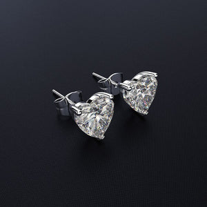 Vintage Moissanite Heart Earrings 925 Sterling Silver Simulated Gemstone Wedding Fine Jewelry