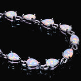 Fire Opal Jewelry Set Sliver Bracelet Earrings Bridal For Women